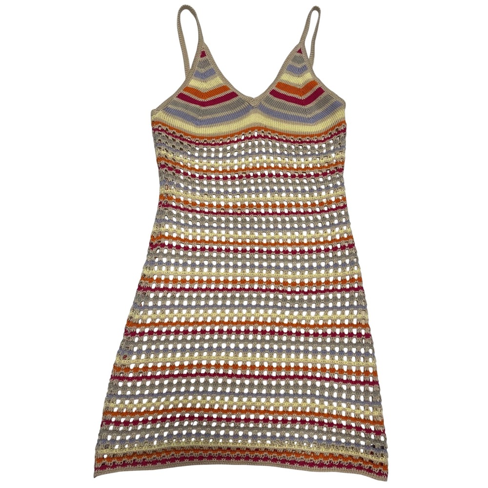 Francesca's Multicolor Striped Crochet Mini Dress Small
